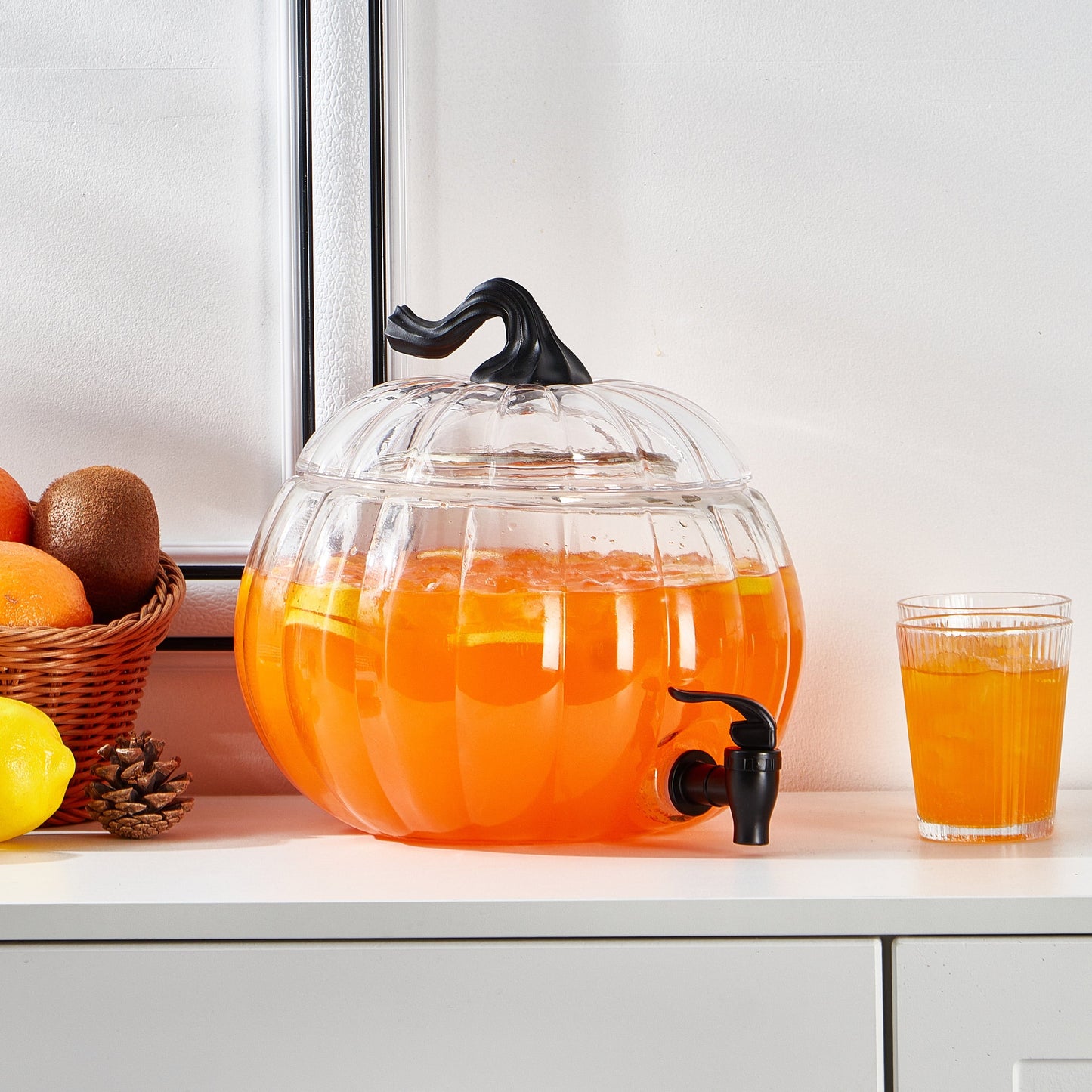 1.5 Gal Orange Pumpkin Glass Dispenser