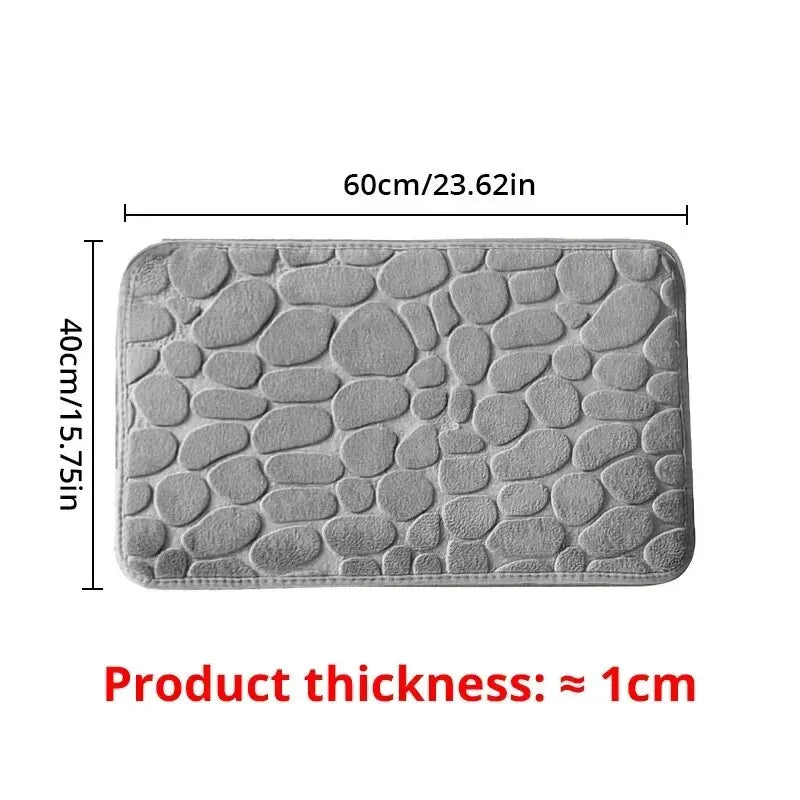 1Pc Memory Foam Embossed Velvet Carpet Bathroom Living Room Non-Slip Mat Cobblestone Floor Mat Home Furnishings