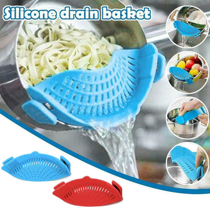 2 Pcs Clip on Strainer, Pot Strainer for Pasta Meat Vegetables Fruit, Silicone Strainer - Fit All Pots and Bowls.