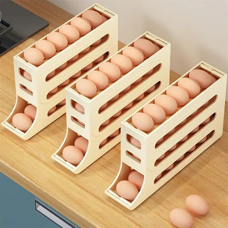 Automatic Scrolling Egg Rack Holder Storage Box Egg Basket Food Containers Egg Case Holder Refrigerator Storage