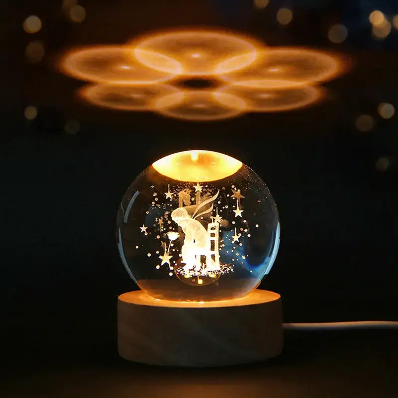 6Cm 3D Crystal Ball Crystal Planet Night Light Laser Engraved Solar System Globe Astronomy Birthday Gift Home Desktop