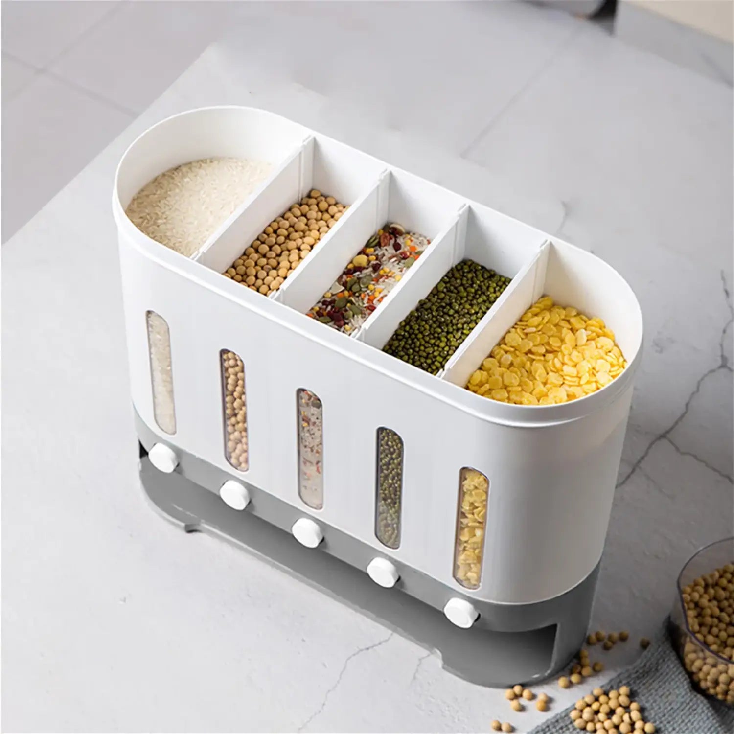 Cereal Dispenser Wall Mounted Grain Dispenser Storage 5 in 1 Kitchen Dispensing Container Food Dispenser for Cereals