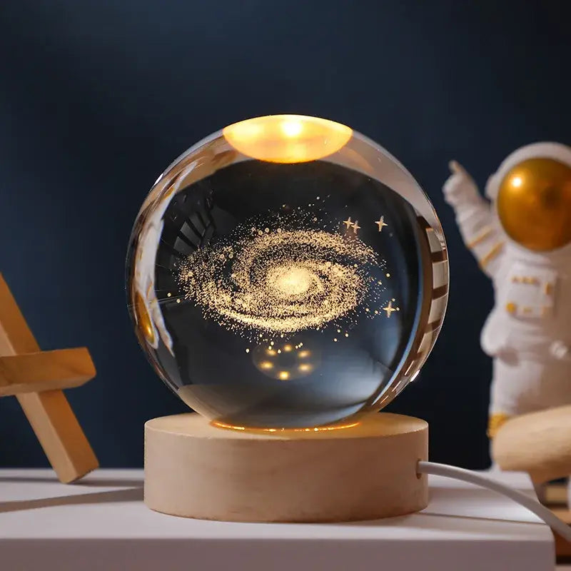 6Cm 3D Crystal Ball Crystal Planet Night Light Laser Engraved Solar System Globe Astronomy Birthday Gift Home Desktop