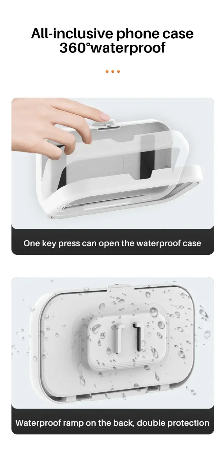 New Rotation Waterproof Bathroom Phone Wall Mount Holder Adjustable Shower Phone Case Stick on Wall Bathroom Toilet