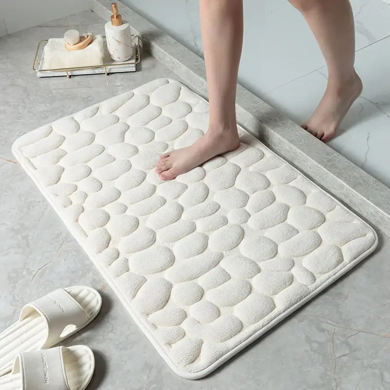 Cobblestone Embossed Bathroom Bath Mat Non-Slip Carpets in Wash Basin Bathtub Side Shower Room Floor Rug Doormat Memory