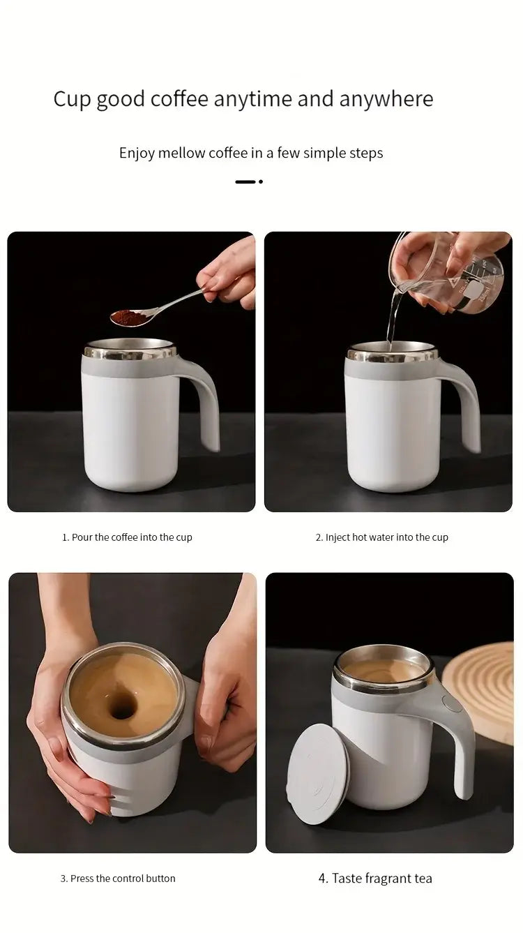 Automatic Magnetic Stirring Coffee Mug,Reusable Rotating Mixing Cup for Home Officetravel,Stainless Steel Self Mixing