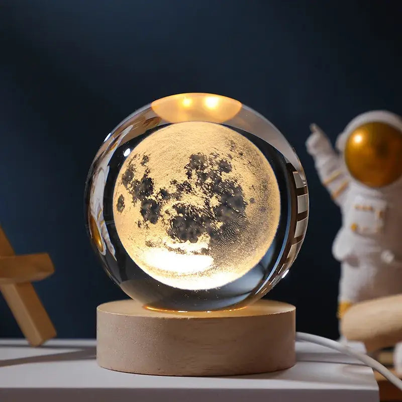 6Cm 3D Crystal Ball Crystal Planet Night Light Laser Engraved Solar System Globe Astronomy Birthday Gift Home Desktop