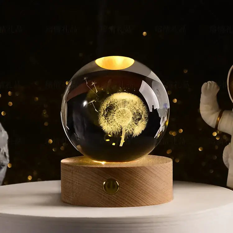 6Cm 3D Crystal Ball Crystal Planet Night Light Laser Engraved Solar System Globe Astronomy Birthday Gift Home Desktop