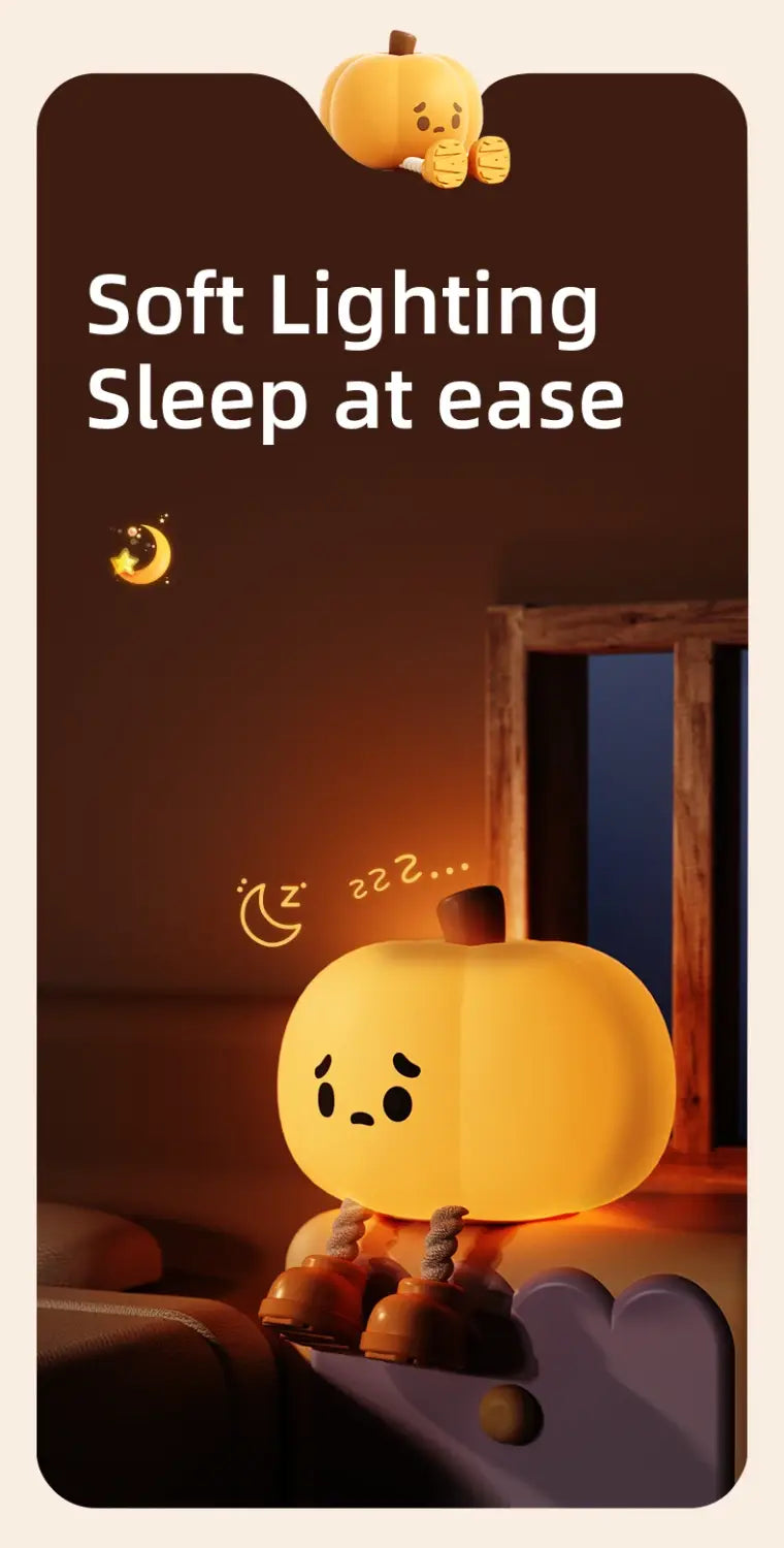 Touch Sensor Silicone LED Lamp Cute Pumpkin USB Rechargeable Nightlight Dimmable Mood Light for Bedroom Decor Birthday