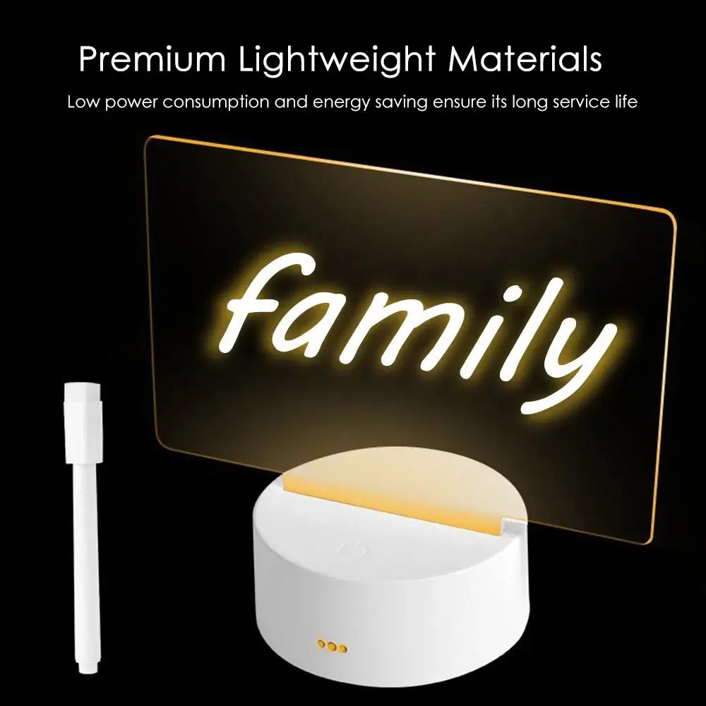 LED Night Light Note Board Message Board with Pen USB Battery Power Holiday Light Desktop Lamp Bedroom Decor Children