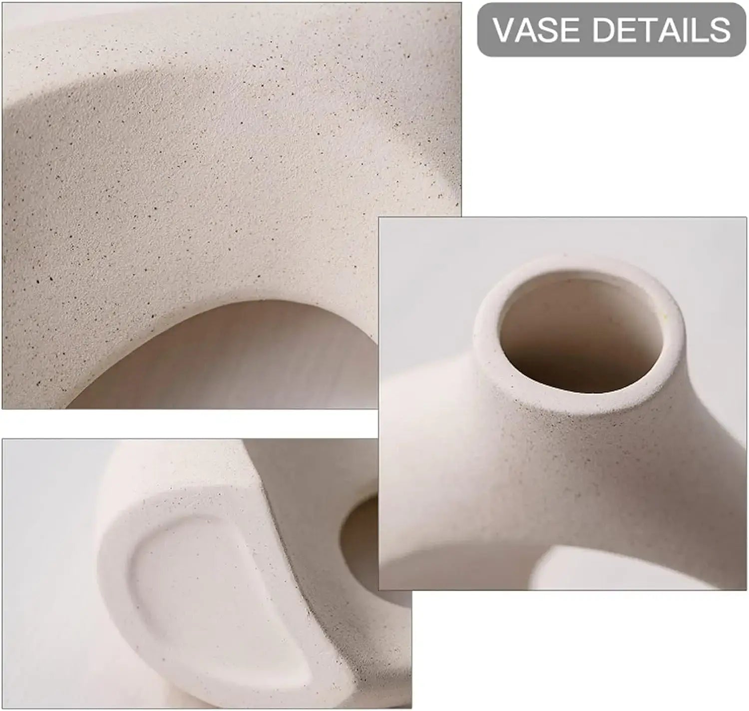 White Ceramic Vase Set of 2 for Modern Home Decor Boho Donut Vases Nordic Minimalist Decorative Vase