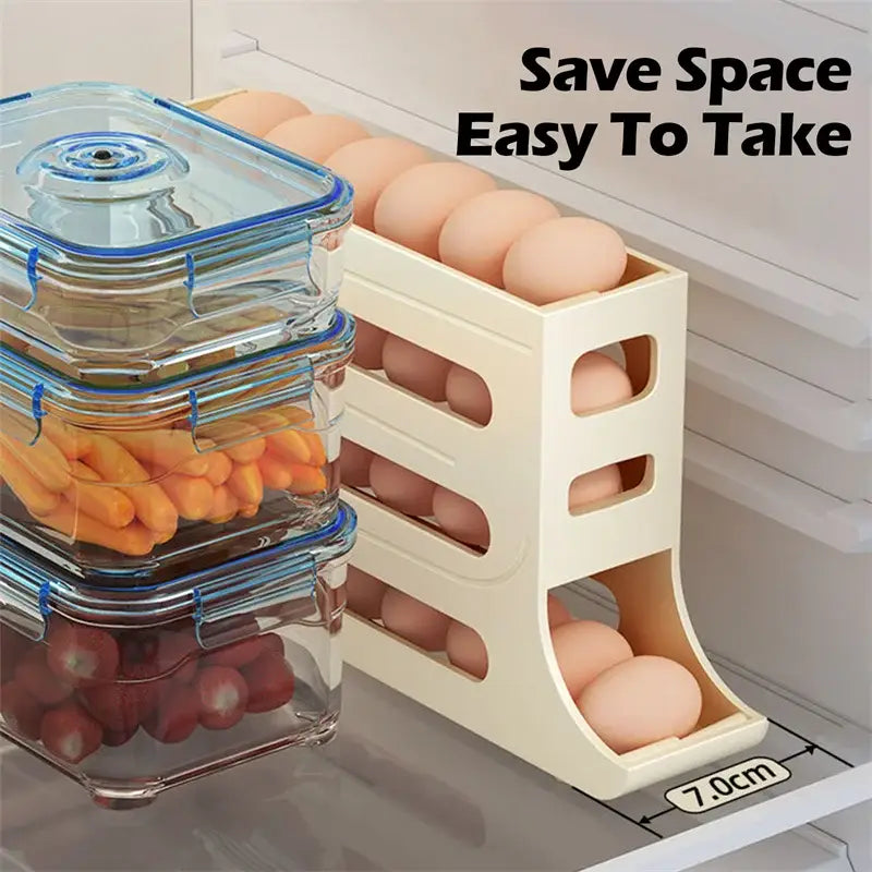 Automatic Scrolling Egg Rack Holder Storage Box Egg Basket Food Containers Egg Case Holder Refrigerator Storage