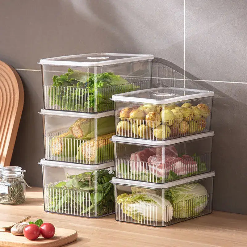 Transparent Fridge Organizer Food Storage Containers Fresh Vegetable Fruit Baskets Refrigerator Storage Box Kitchen