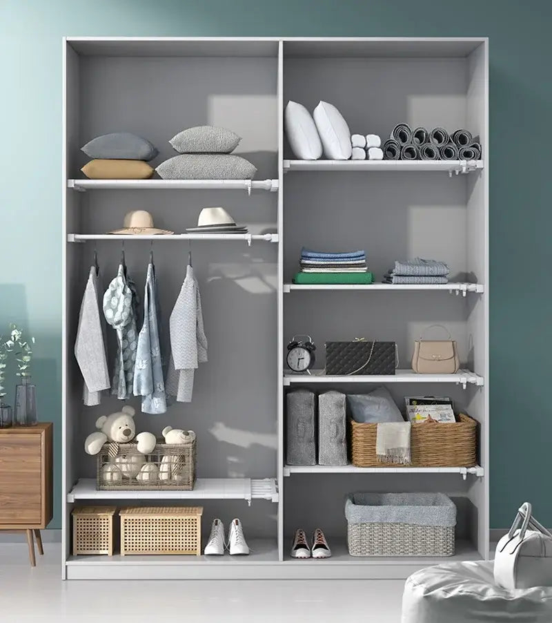 Wardrobe Expandable Divider Adjustable Closet Shelf Punch-Free Storage Shelves Cabinet Storage Kitchen and Bathroom