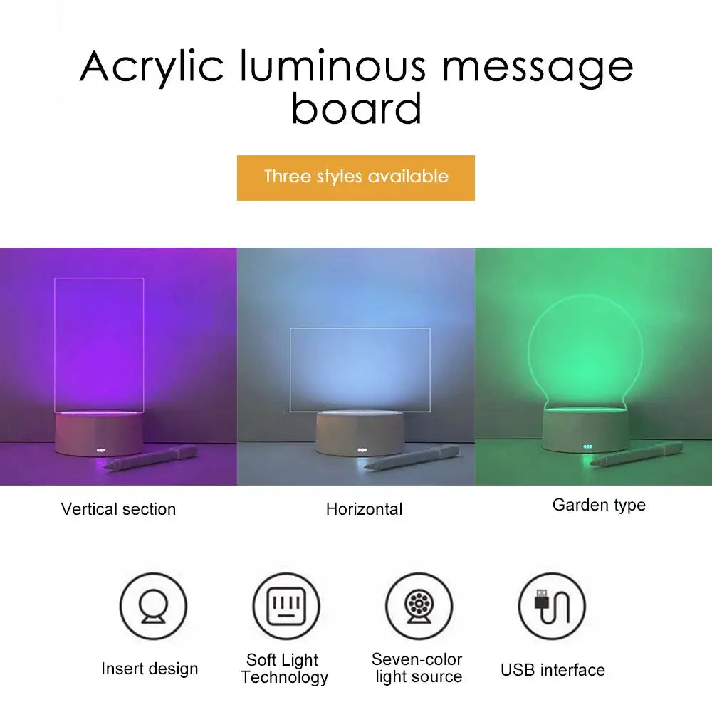 LED Night Light Note Board Message Board with Pen USB Battery Power Holiday Light Desktop Lamp Bedroom Decor Children