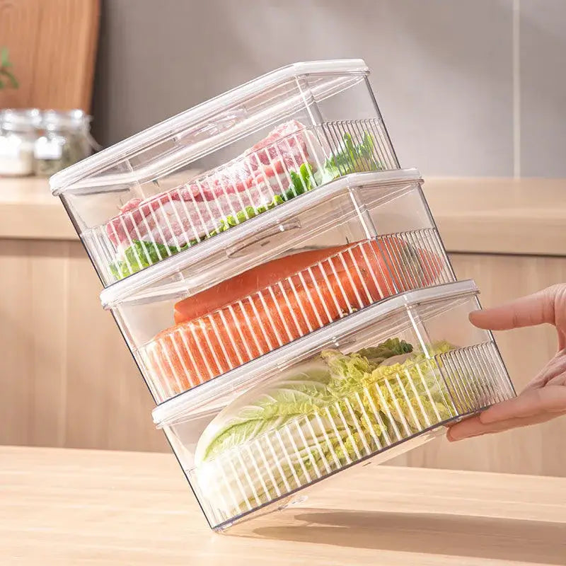 Transparent Fridge Organizer Food Storage Containers Fresh Vegetable Fruit Baskets Refrigerator Storage Box Kitchen