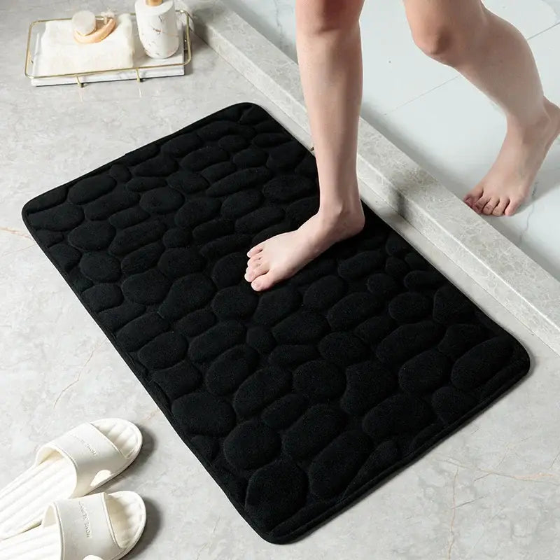 Cobblestone Embossed Bathroom Bath Mat Non-Slip Carpets in Wash Basin Bathtub Side Shower Room Floor Rug Doormat Memory