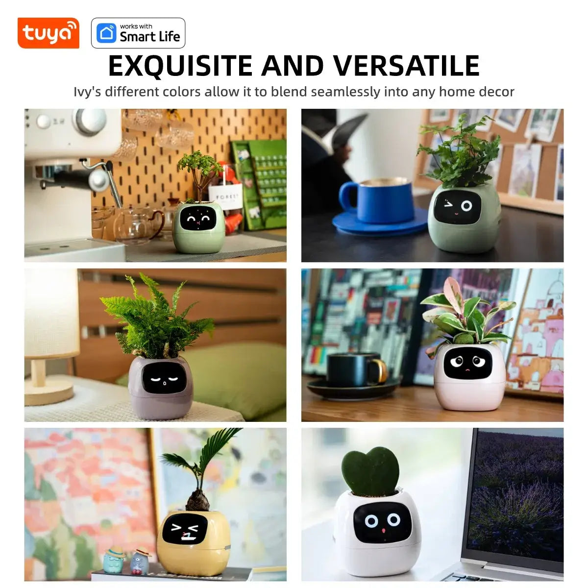 Tuya Ivy Smart Planter,Endless Fun over 49 Rich Expressions,7 Smart Sensors,Ai Chips Make Raising Plants Easy and Fun