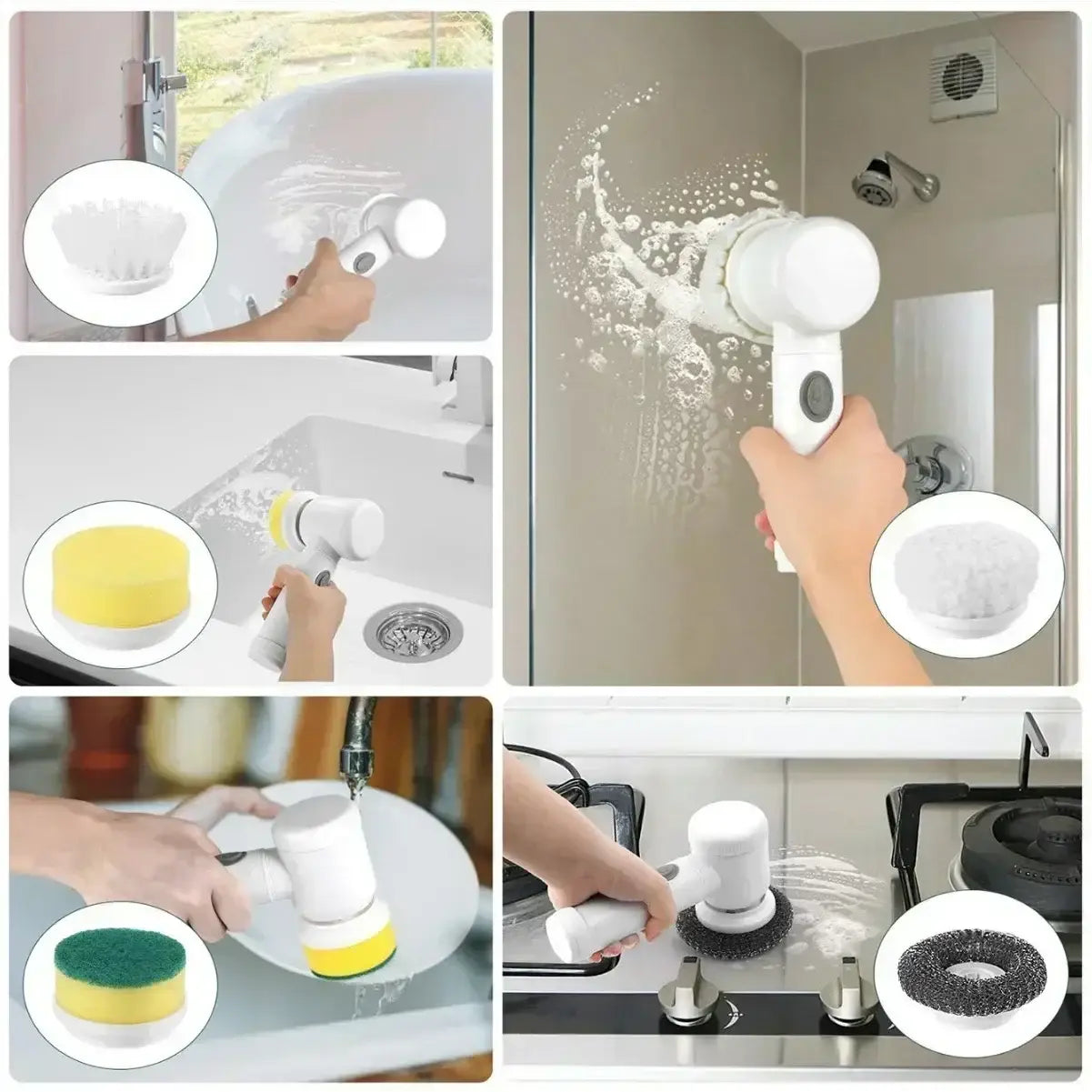 Electric Spin Scrubber,Bathroom Cleaning Brush Power Scrubber with 5 Replaceable Brush Heads Electric Cleaning Brush