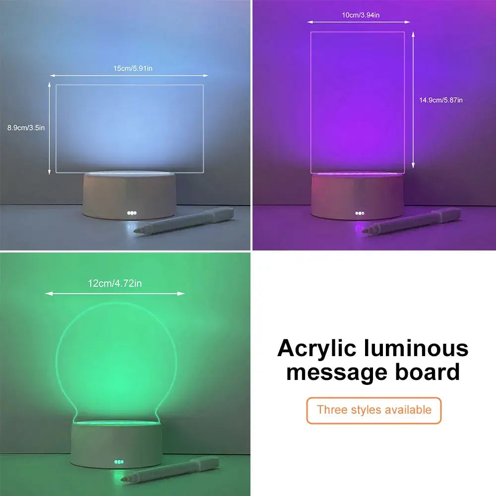 LED Night Light Note Board Message Board with Pen USB Battery Power Holiday Light Desktop Lamp Bedroom Decor Children