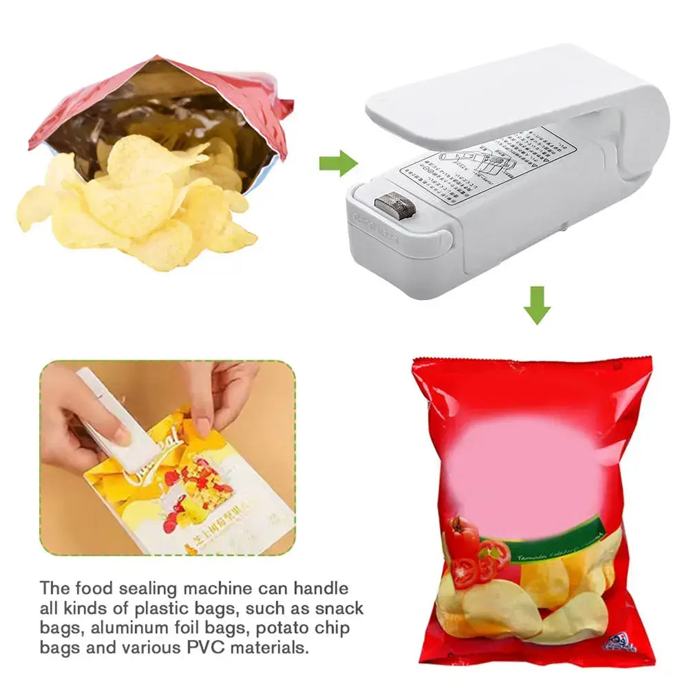 Mini Heat Bag Sealing Machine Package Sealer Bags Thermal Plastic Food Snack Bag Closure Portable Sealer Packing