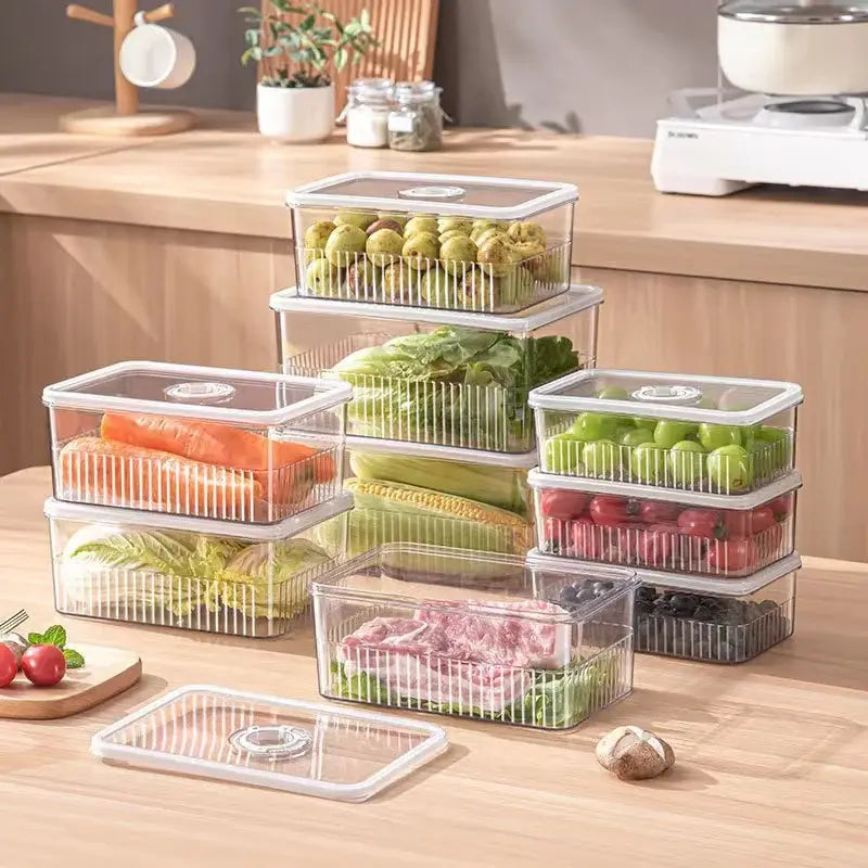 Transparent Fridge Organizer Food Storage Containers Fresh Vegetable Fruit Baskets Refrigerator Storage Box Kitchen