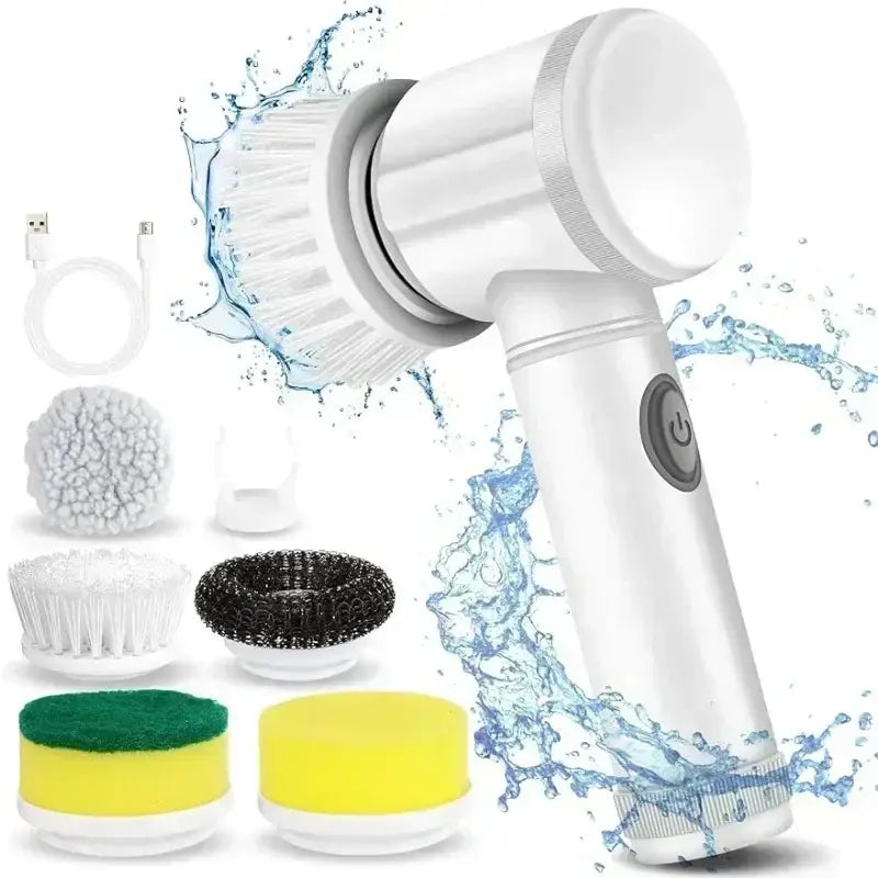 Electric Spin Scrubber,Bathroom Cleaning Brush Power Scrubber with 5 Replaceable Brush Heads Electric Cleaning Brush