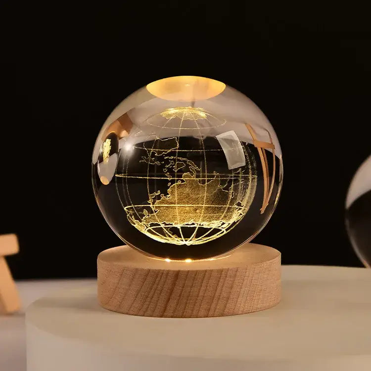 6Cm 3D Crystal Ball Crystal Planet Night Light Laser Engraved Solar System Globe Astronomy Birthday Gift Home Desktop