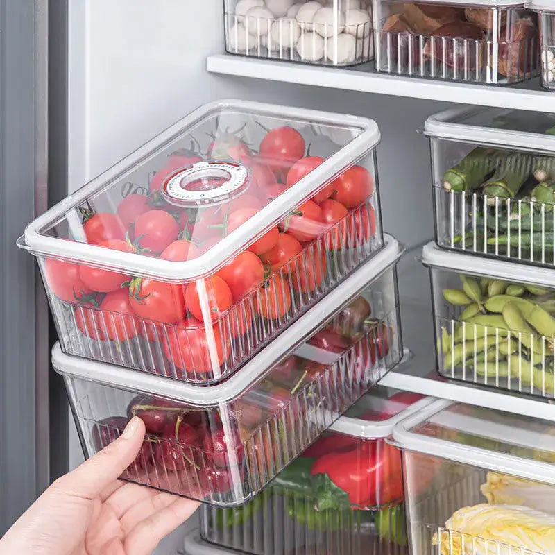 Transparent Fridge Organizer Food Storage Containers Fresh Vegetable Fruit Baskets Refrigerator Storage Box Kitchen