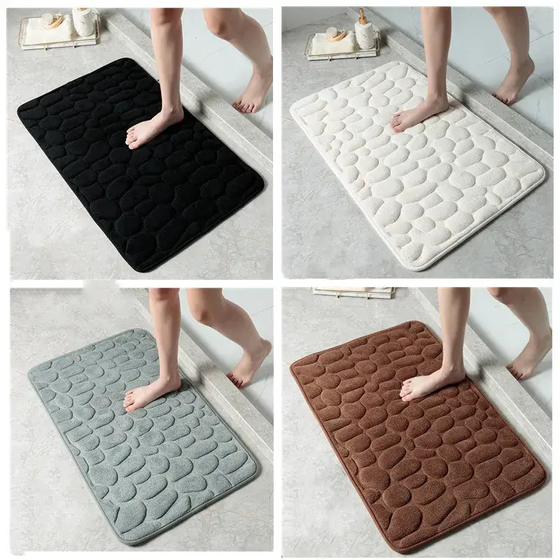 Cobblestone Embossed Bathroom Bath Mat Non-Slip Carpets in Wash Basin Bathtub Side Shower Room Floor Rug Doormat Memory