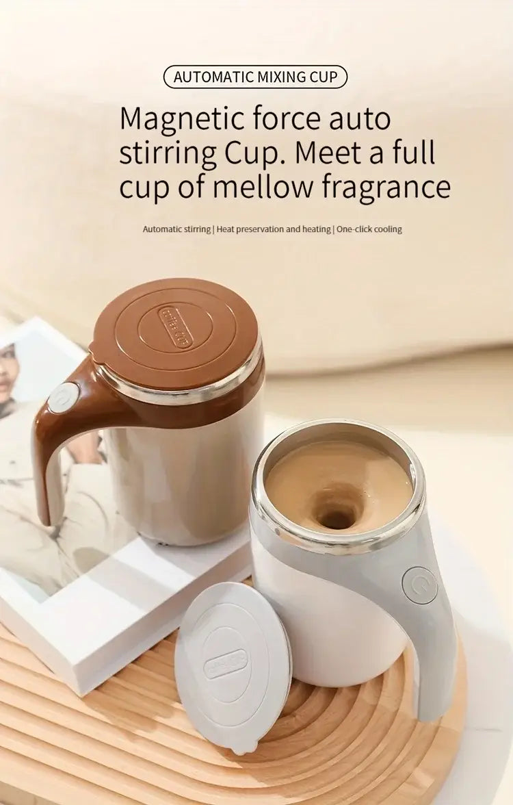 Automatic Magnetic Stirring Coffee Mug,Reusable Rotating Mixing Cup for Home Officetravel,Stainless Steel Self Mixing