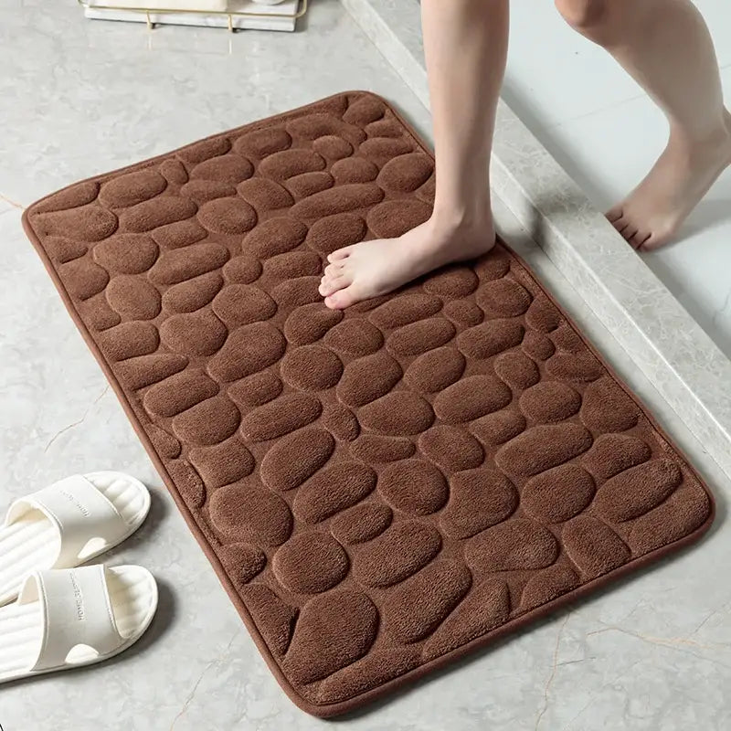 Cobblestone Embossed Bathroom Bath Mat Non-Slip Carpets in Wash Basin Bathtub Side Shower Room Floor Rug Doormat Memory