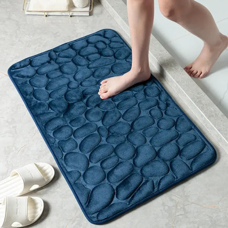 Cobblestone Embossed Bathroom Bath Mat Non-Slip Carpets in Wash Basin Bathtub Side Shower Room Floor Rug Doormat Memory