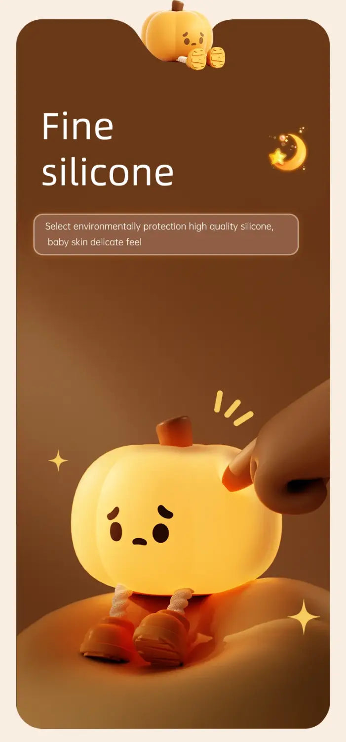 Touch Sensor Silicone LED Lamp Cute Pumpkin USB Rechargeable Nightlight Dimmable Mood Light for Bedroom Decor Birthday