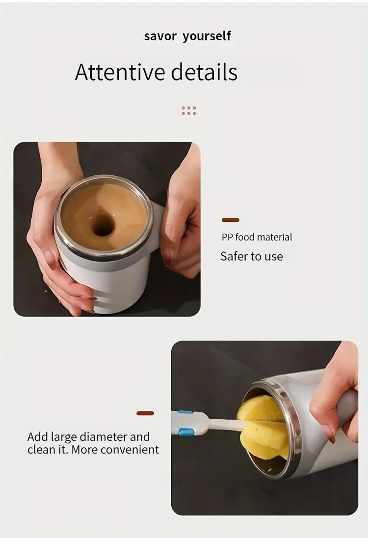 Automatic Magnetic Stirring Coffee Mug,Reusable Rotating Mixing Cup for Home Officetravel,Stainless Steel Self Mixing