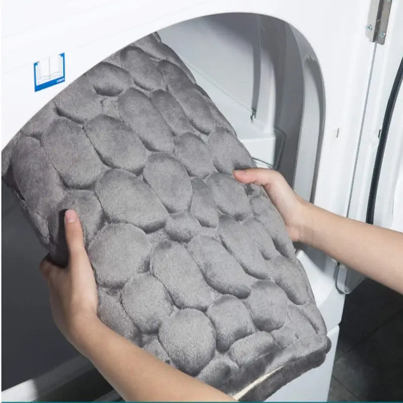 Cobblestone Embossed Bathroom Bath Mat Non-Slip Carpets in Wash Basin Bathtub Side Shower Room Floor Rug Doormat Memory