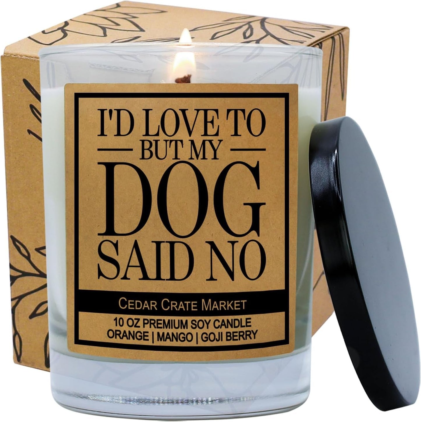 Funny Dog Candles Gifts for Women, Men, Dog Lovers, Pet Candle for Home, House, Dog Mom Gifts, Pet Mom, Fur Mamas, Dog Dads, Foster, Rescue, Adoption Pet Families (I'D Love to but My Dog Said No)