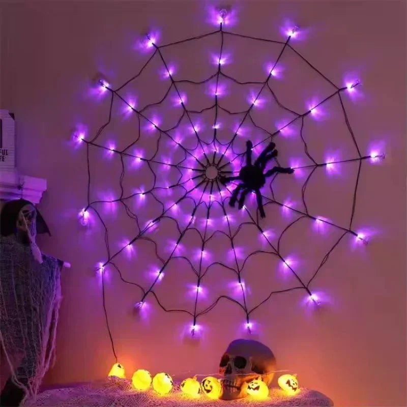 Halloween Glowing Spider Web Halloween Decoration Lights Spider Web Lights Halloween Decoration Outdoor Indoor Halloween Decor