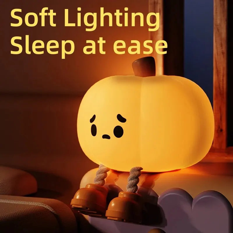 Touch Sensor Silicone LED Lamp Cute Pumpkin USB Rechargeable Nightlight Dimmable Mood Light for Bedroom Decor Birthday Gift